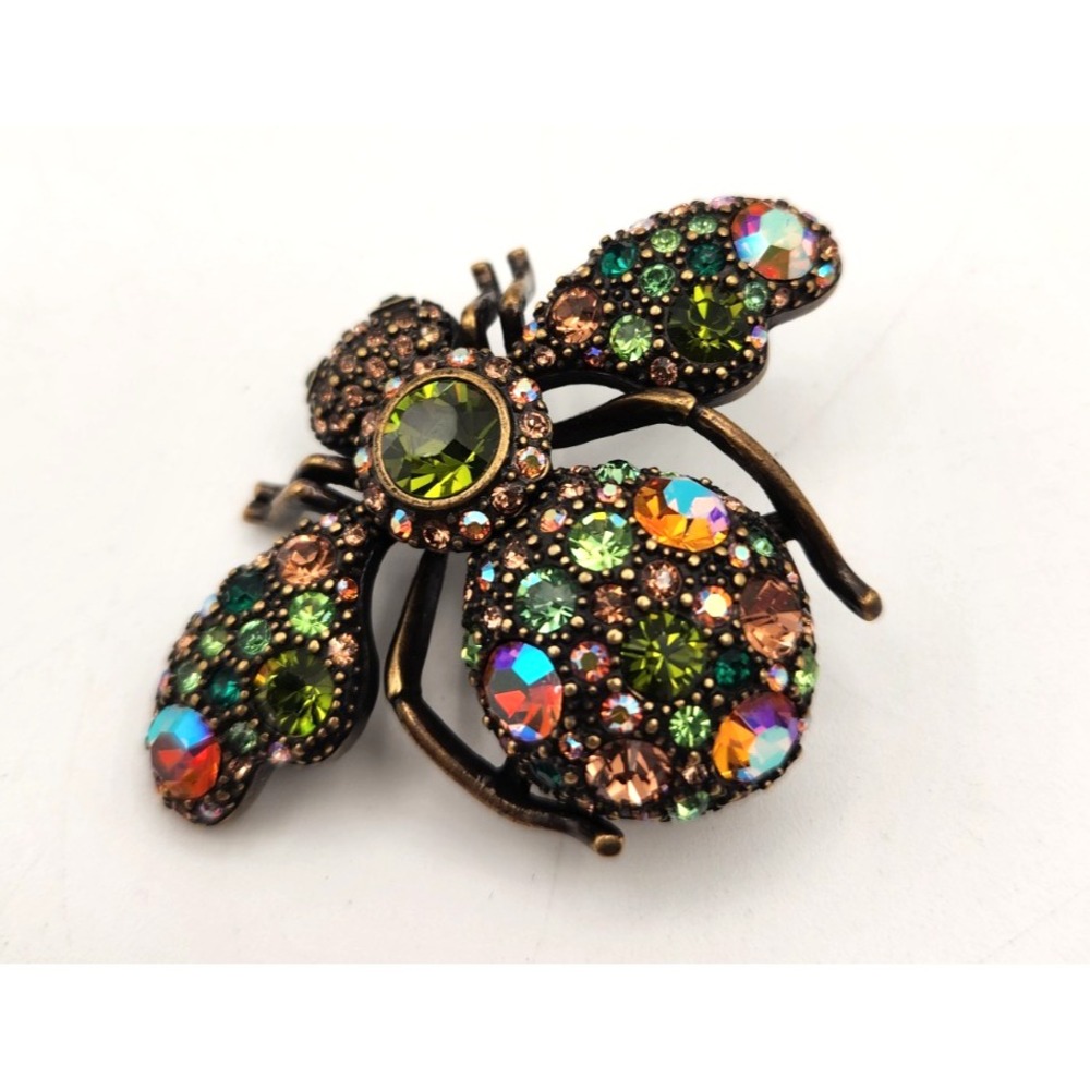 Joan Rivers Bee Pin Brooch Vintage Aurora Borealis Rhinestones Multi Color